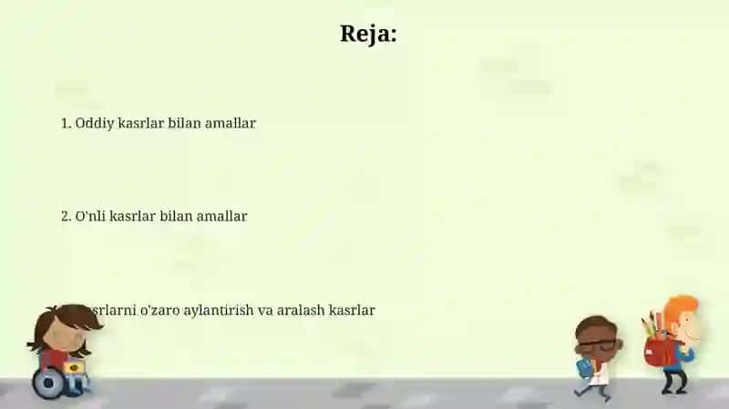Oddiy va oʻnli kasrlar ustida toʻrt amalga doir misol va masalalar 2
