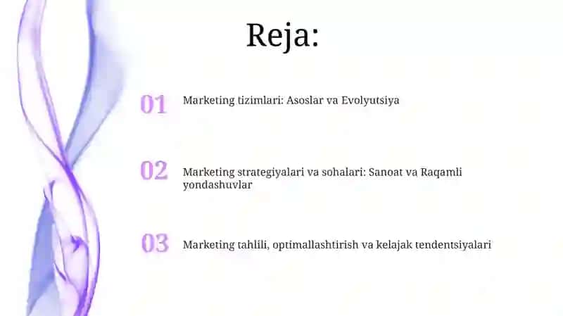 Marketing tizimlari va sohalari 2