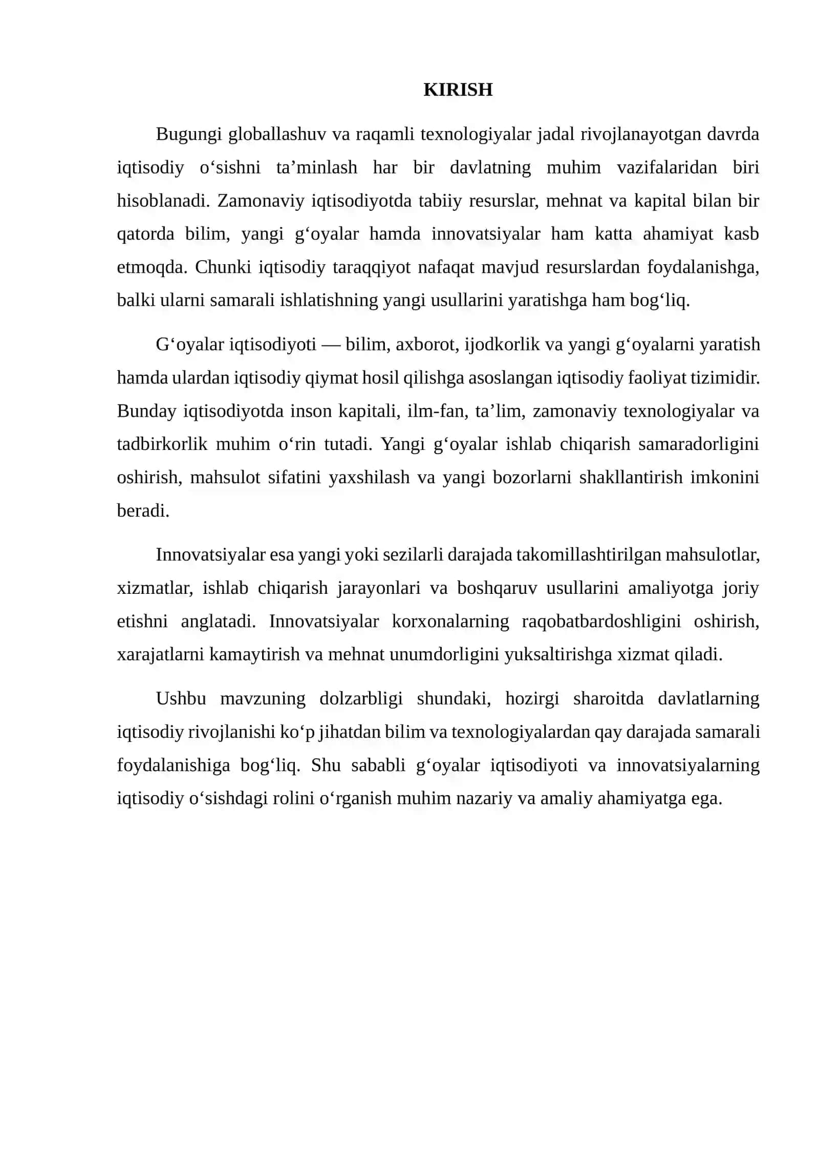 G‘OYALAR IQTISODIYOTI VA INNOVATSIYALARNING IQTISODIY O‘SISHDAGI ROLI 2