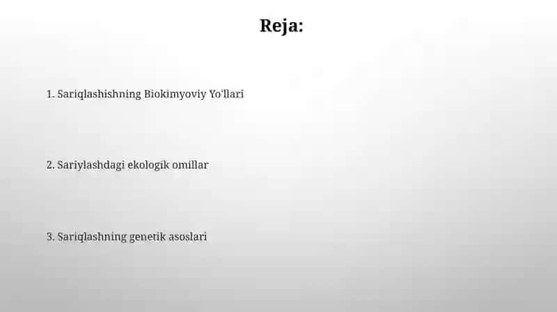 Sariqlashishning Biokimyoviy Yo'llari 2