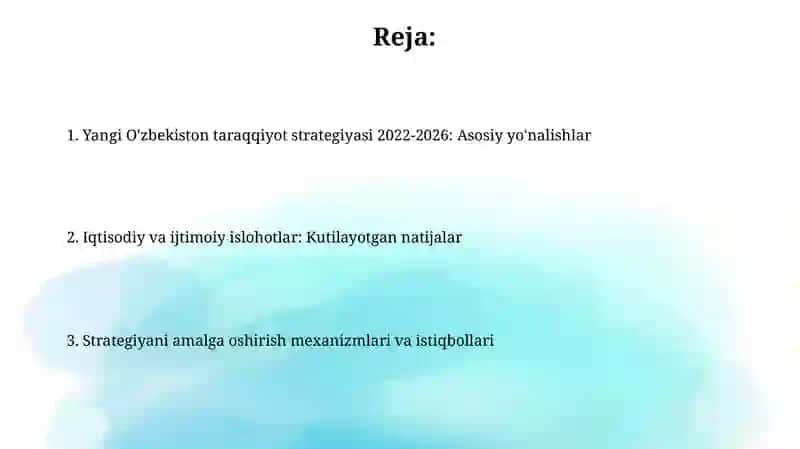 Yangi O'zbekiston taraqqiyot strategiyasi 2022-2026 2