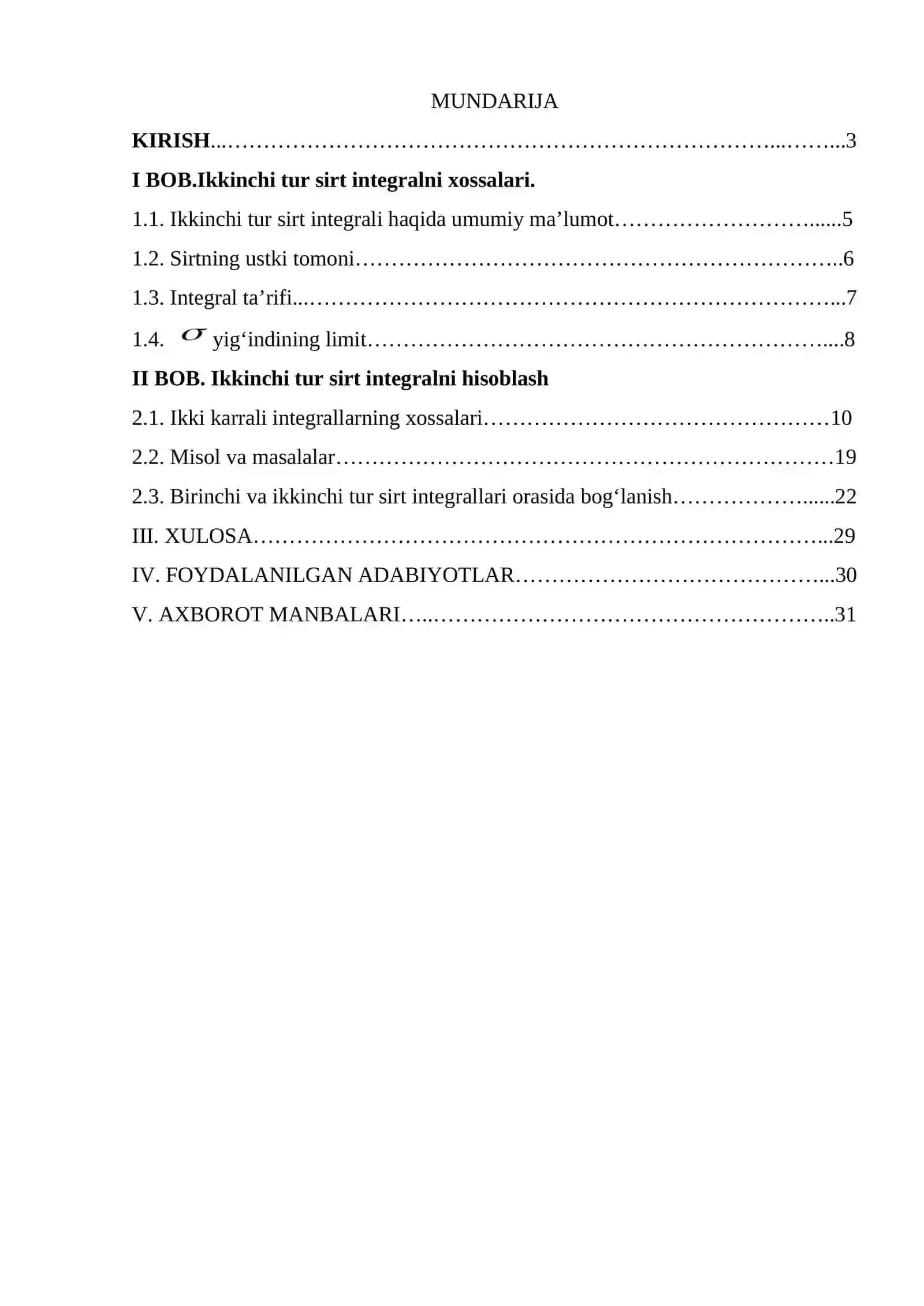 Ikkinchi tur sirt integrali 2