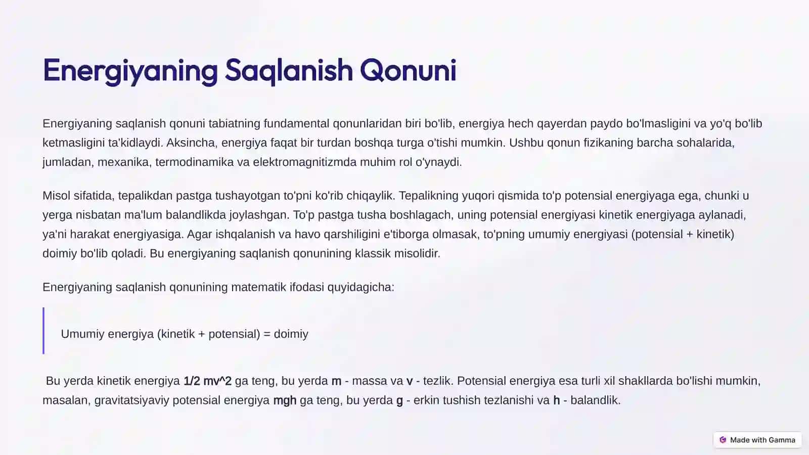 Mexanika Saqlanish Qoidalari va Oltin Qoida 2
