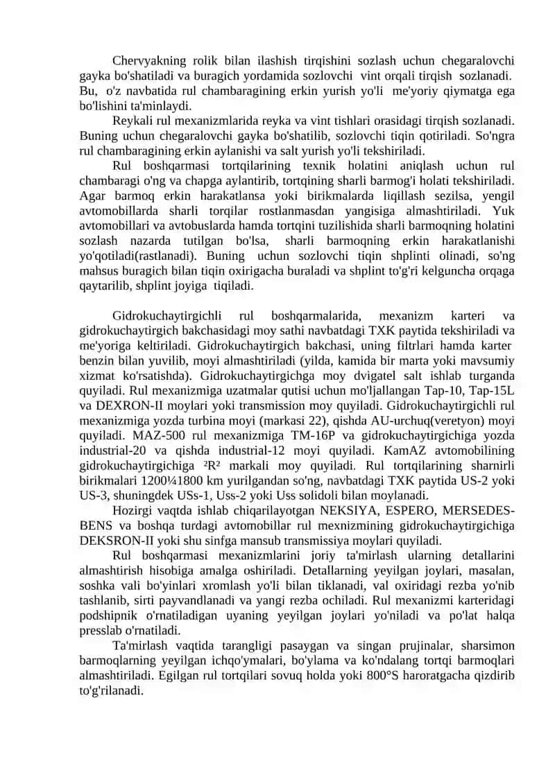 Rul boshqarmalari texnikasi 2