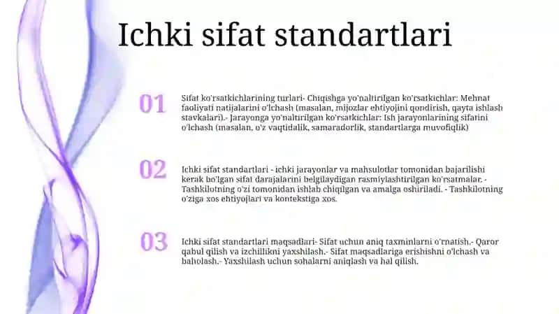 Sifat ko'rsatkichlari Turlari 2