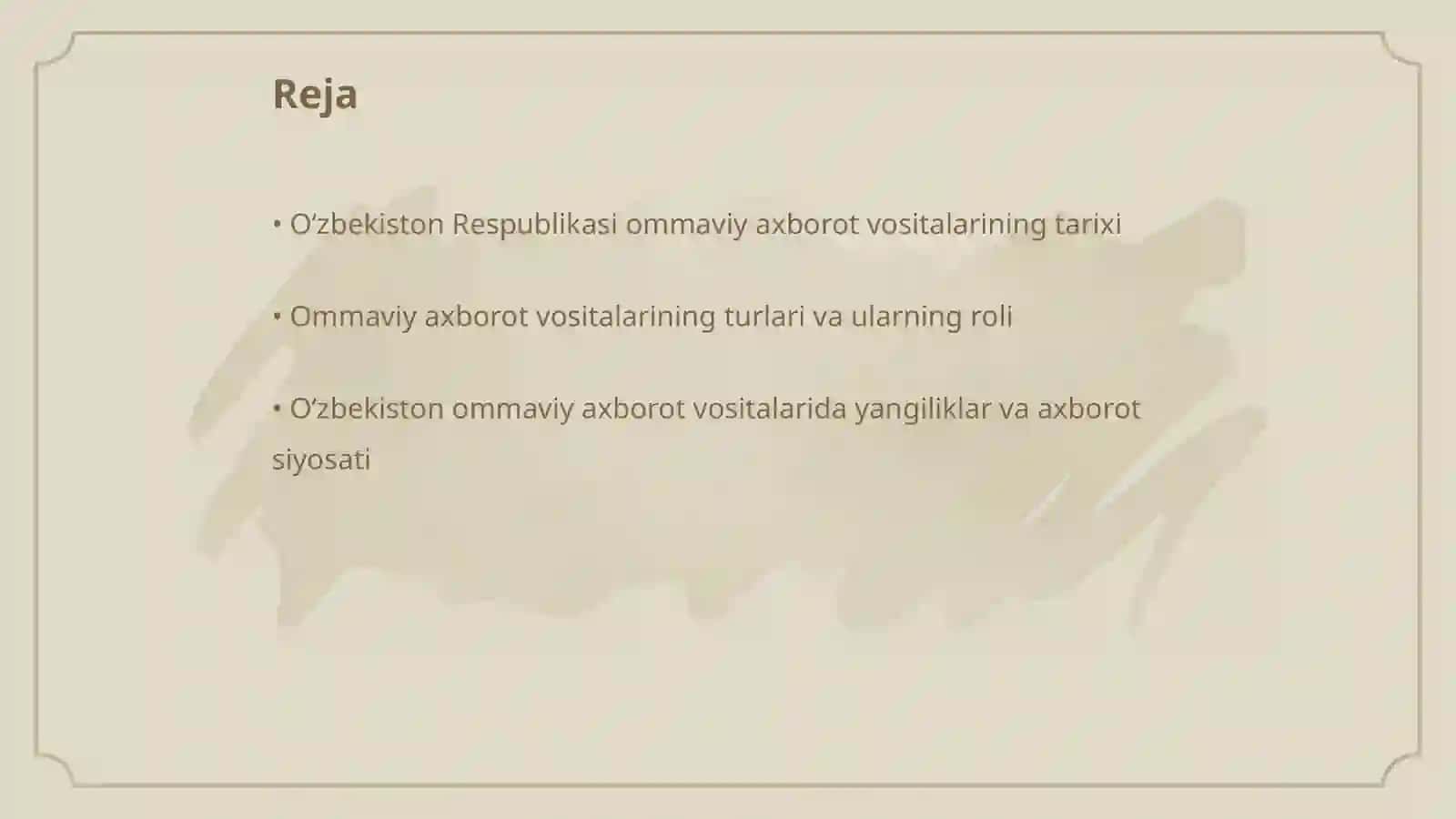O‘zbekiston Respublikasida ommaviy axborot vositalarining faoliyati 2
