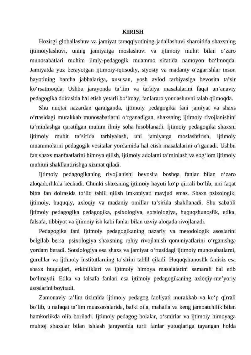 Ijtimoiy Pedagogikaning Boshqa Fanlar Bilan Aloqasi 2