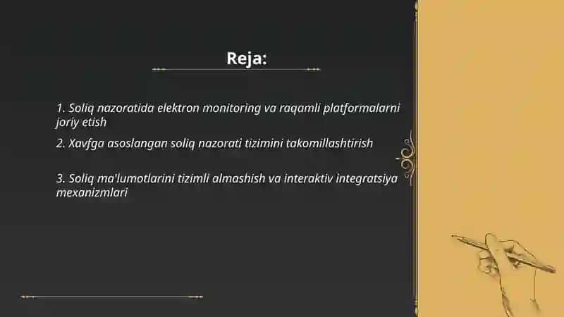 Soliq nazoratining shakil va mexanizimlarini takomillashtirish 2
