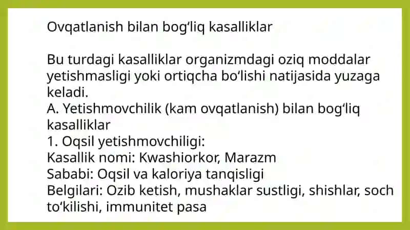 Ovqatlanish va tashqi muhit taʼsirlari bilan bogʻliq boʻlgan kasalliklar 2