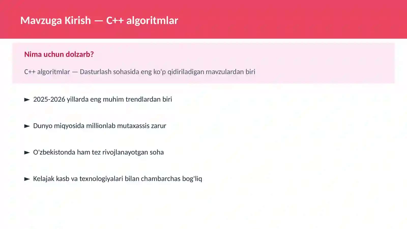 C++ VA TIZIM DASTURLASH 2