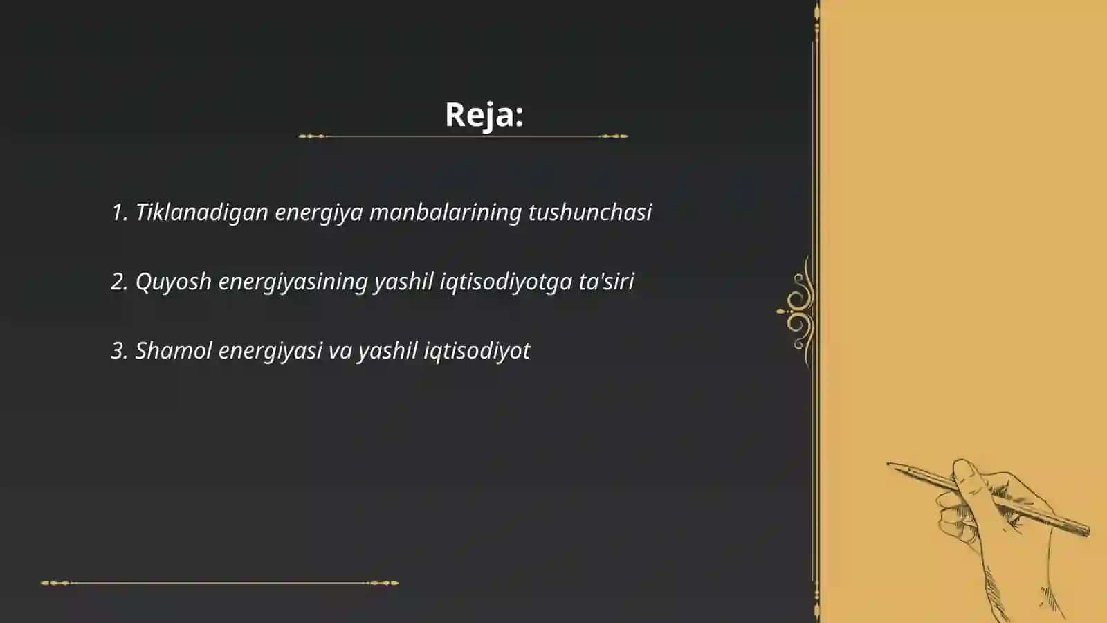 Tiklanadigan energiya manbalarining o'rni 2