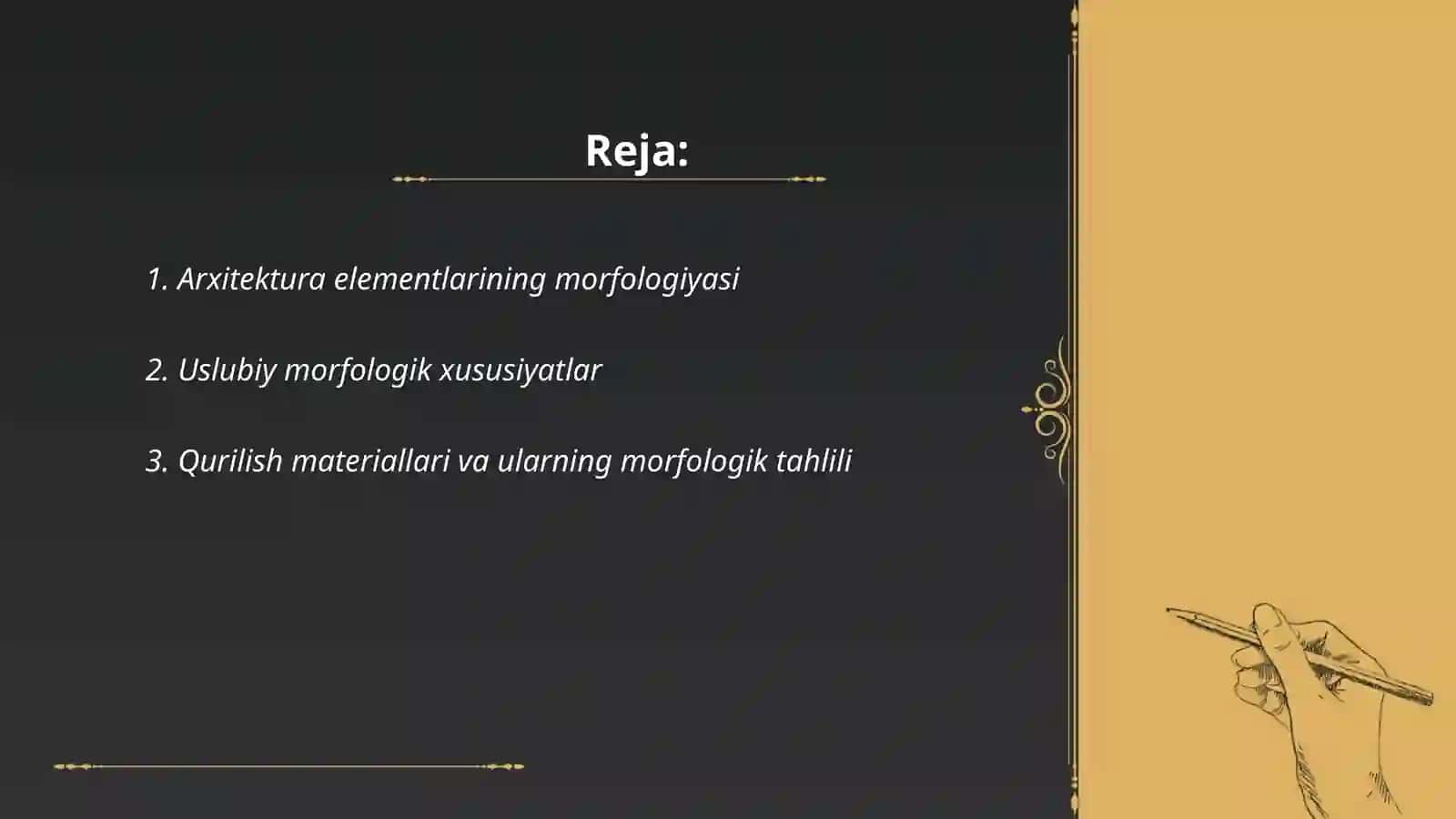 Arxitektura elementlarining morfologiyasi 2