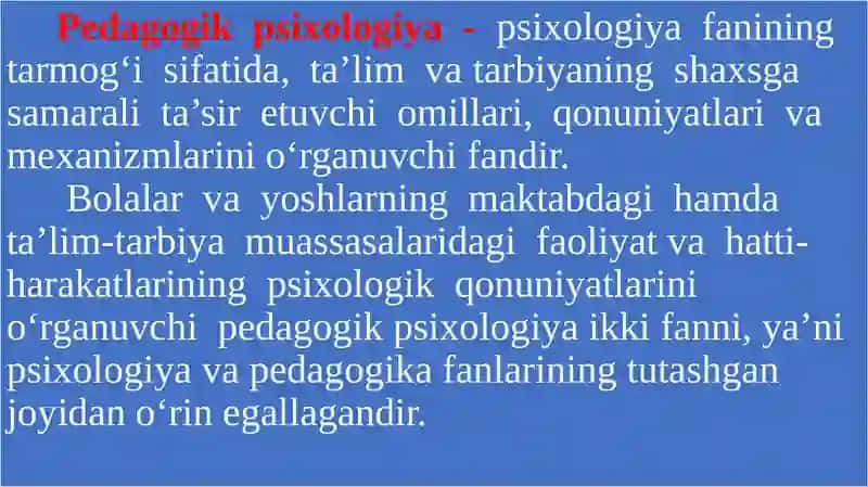 Pedagogikpsixologiya: predmet, tuzilma, muammolari 2