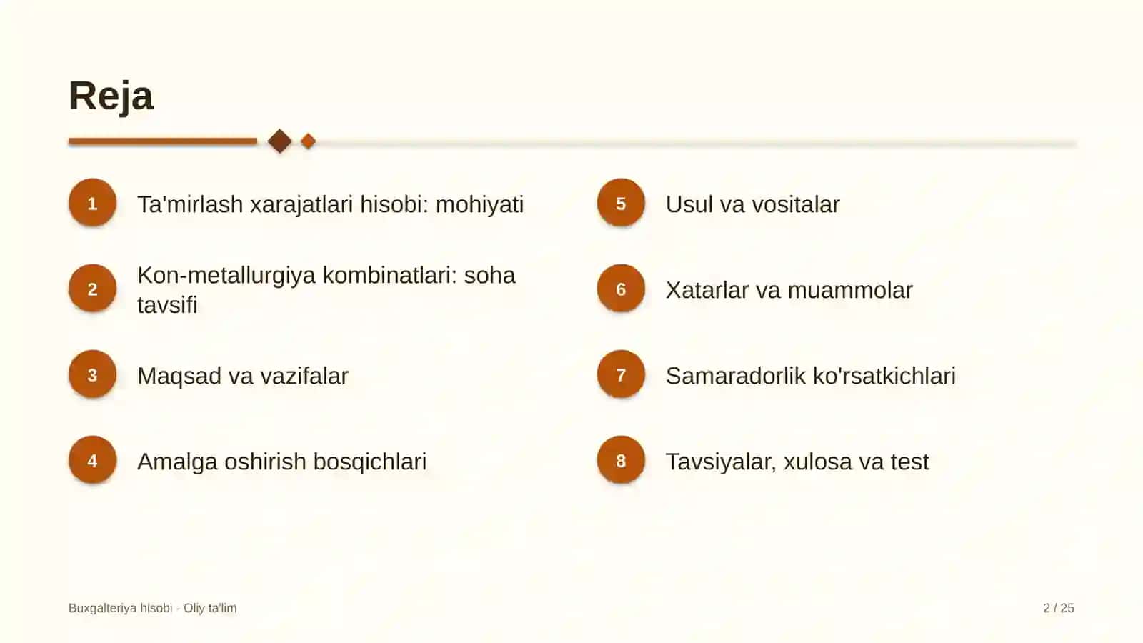 Kon-metallurgiya kombinatlarida ta'mirlash xarajatlari hisobi 2
