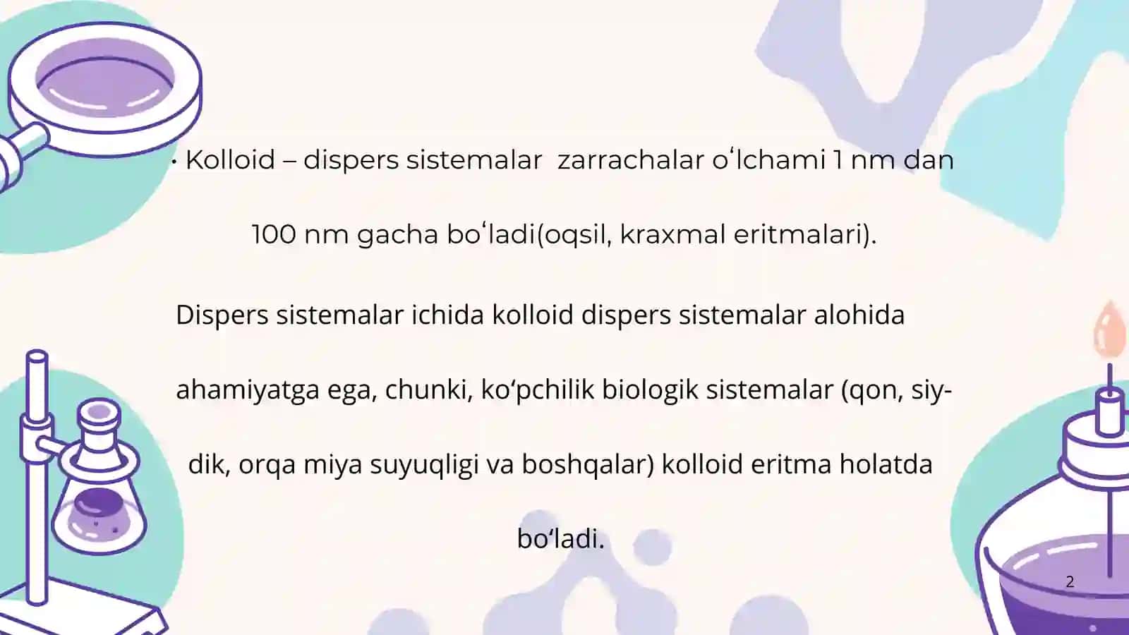 Kolloid sistemalarni dializ yo‘li bilan tozalash. Gemodializ 2