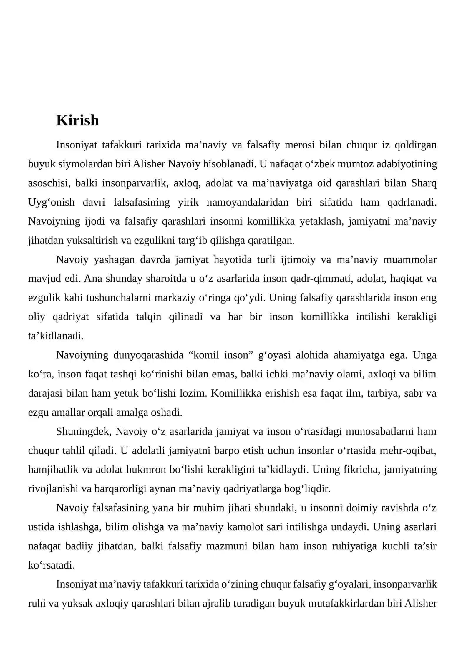 Alisher Navoiyning falsafiy qarashlaridagi o‘ziga xoslik hususiyatlarini esse 2