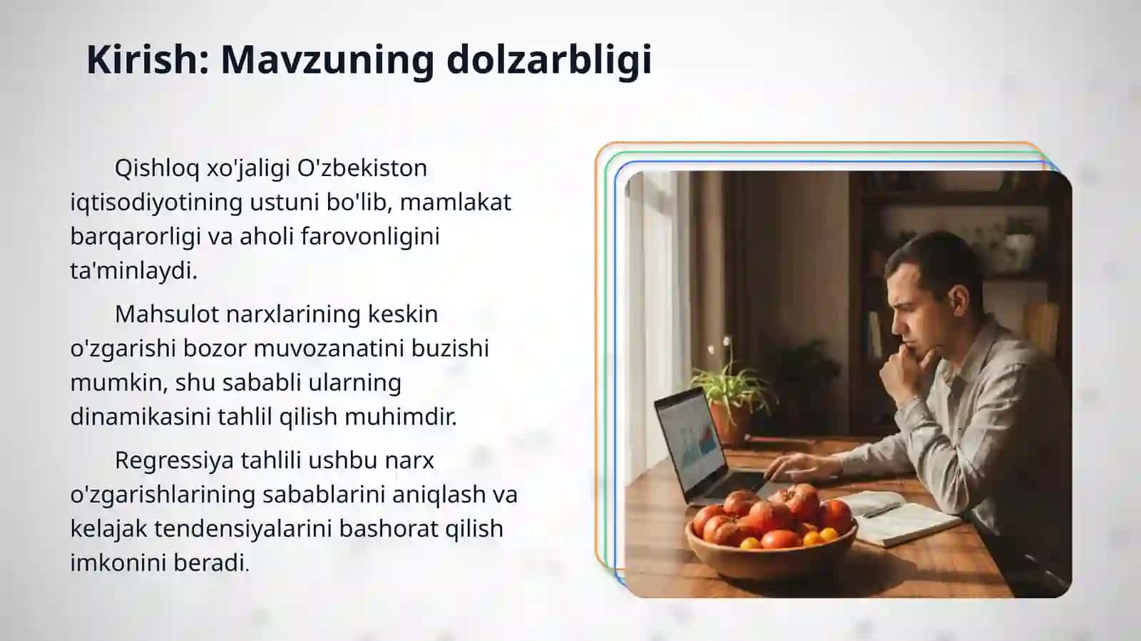Qishloq xo‘jaligi mahsulotlari bozor narxlarining vaqt qatorlarini regression tahlil qilish dasturiy vositasi 2