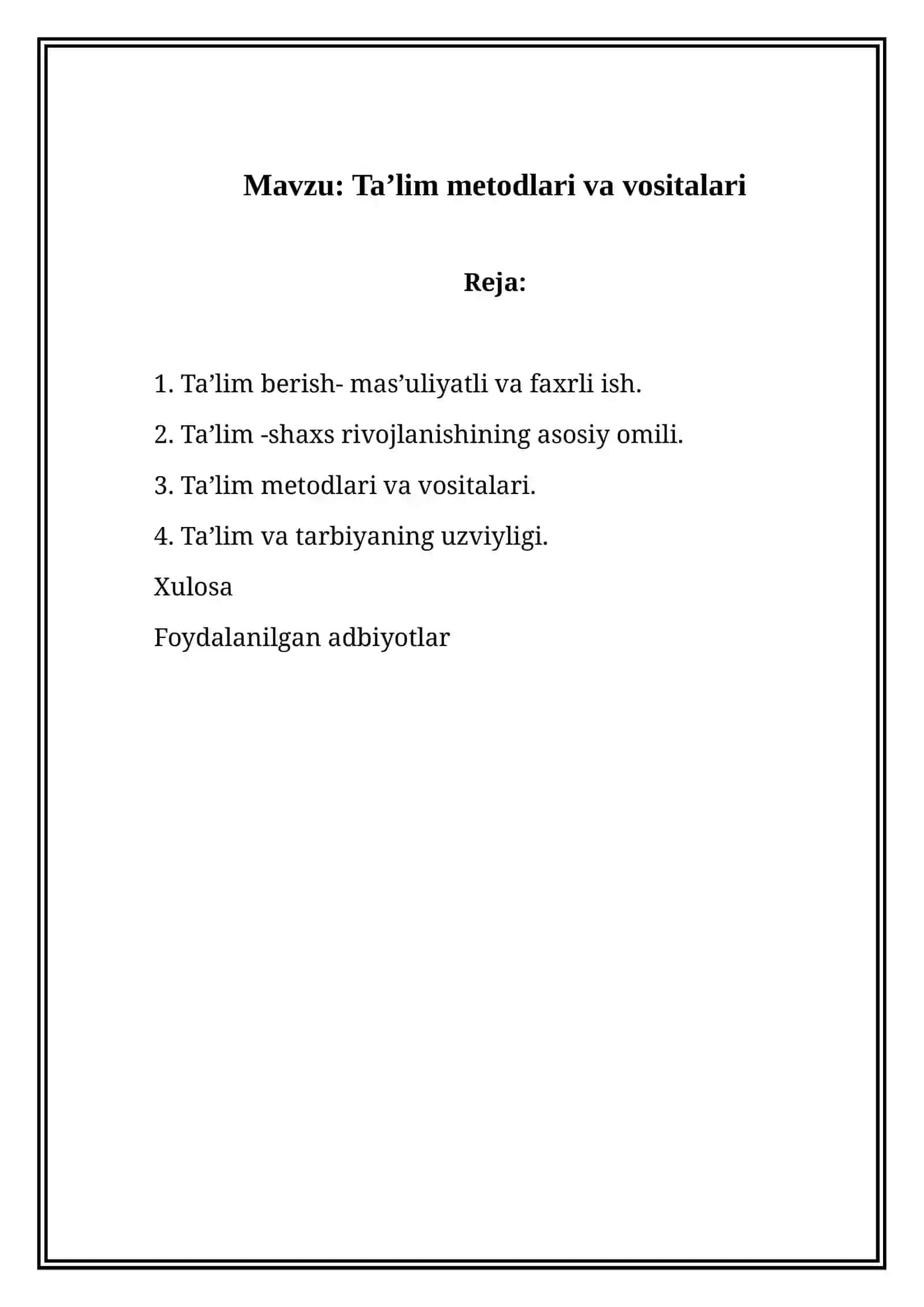 Ta’lim metodlari va vositalari 2