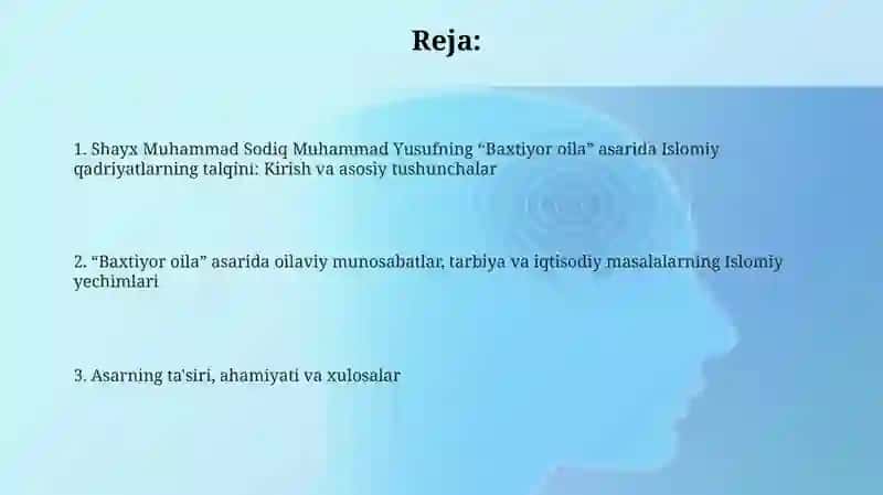 Shayx Muhammad Sodiq Muhammad Yusufning "Baxtiyor oila" asarida islom qadriyatlarining talqini 2