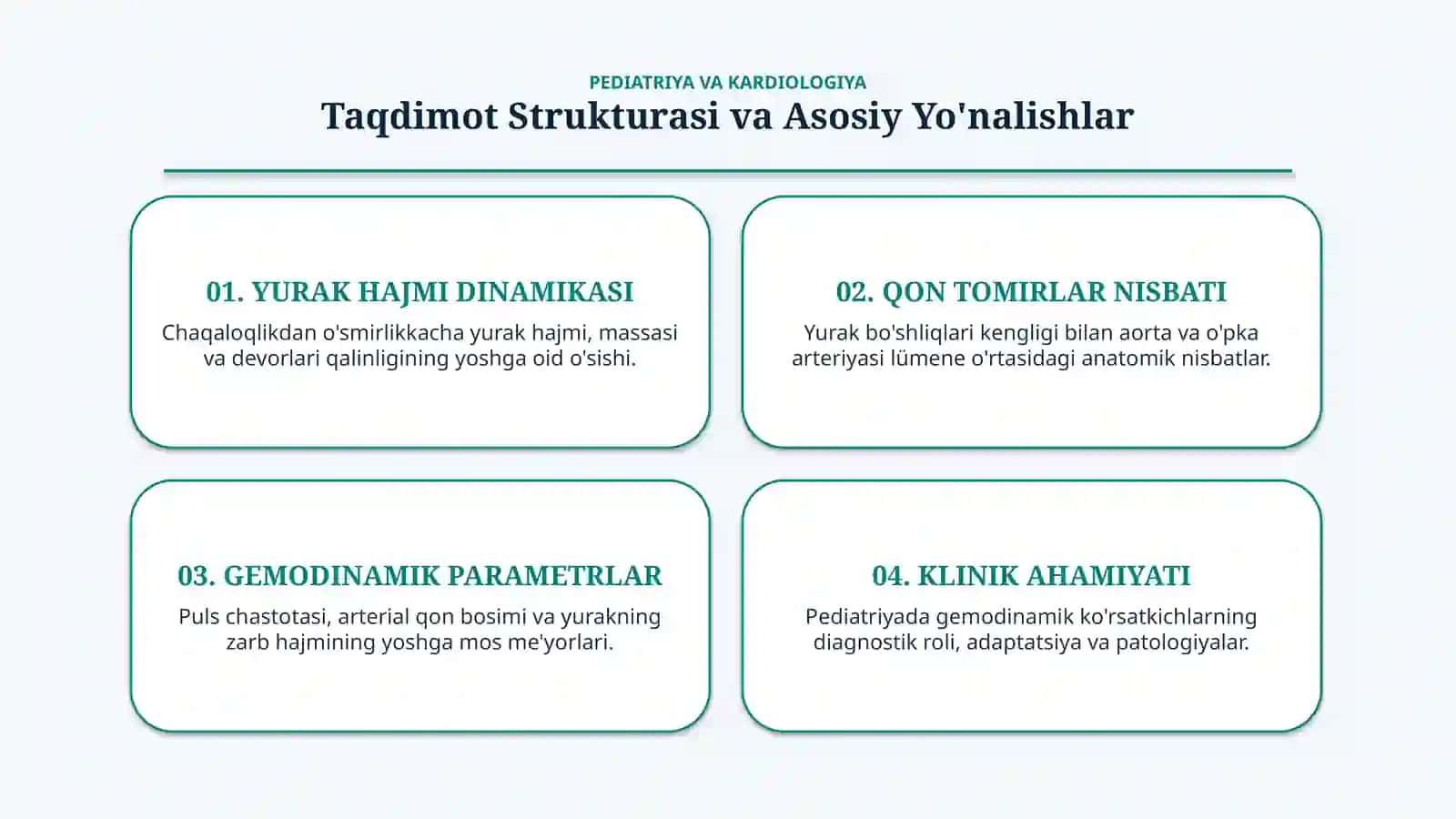 Bola rivojlanishida yurak va qon tomirlarining yoshga xos xususiyatlari — 15 slayd 2