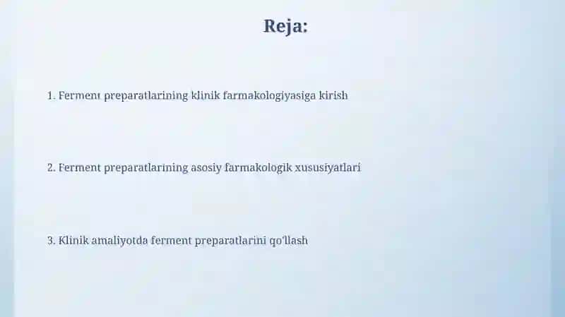 Enzim preparatlari klinik farmakologiyasi 2