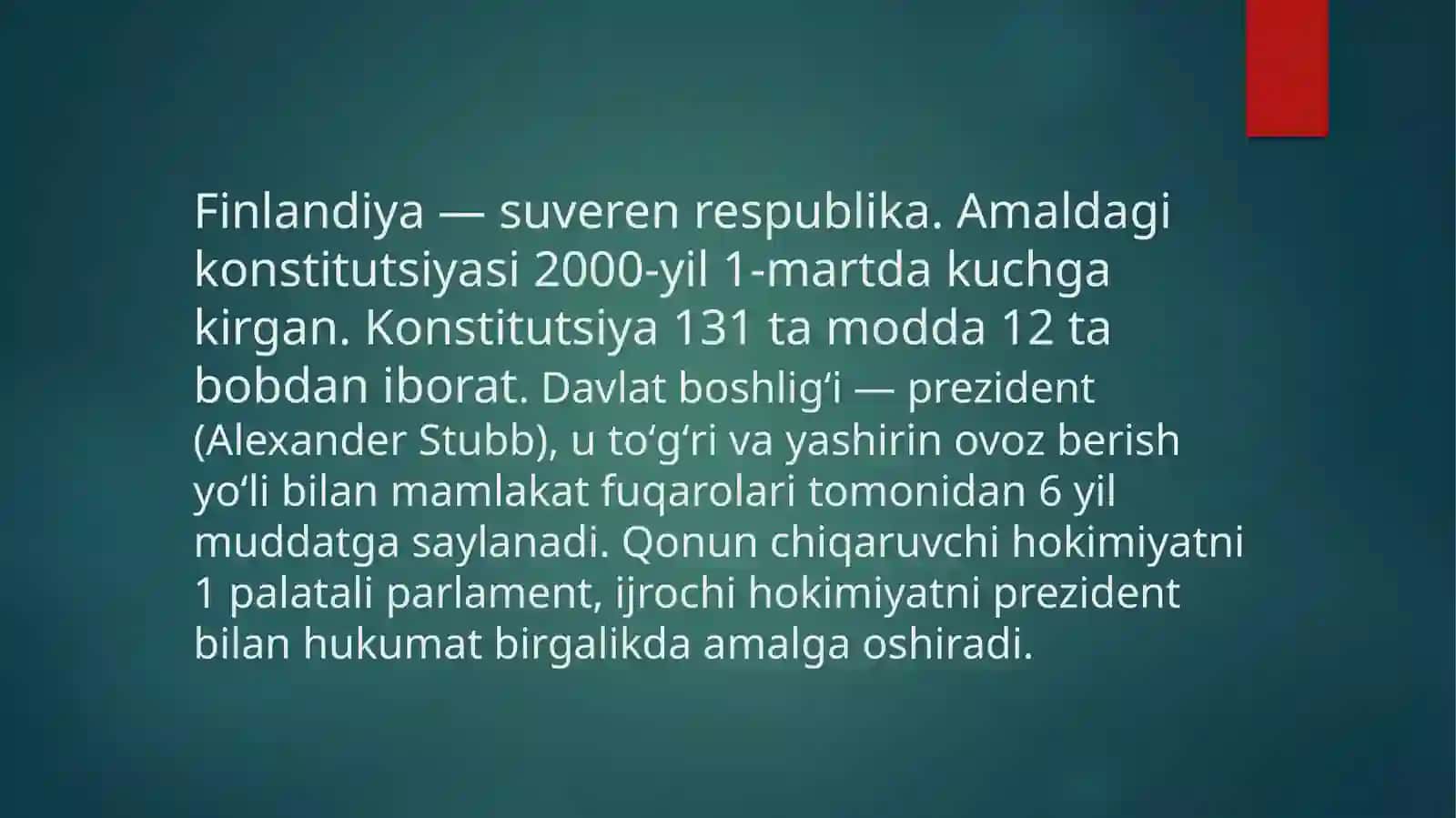 Finlandiya Konstitutsiyasi (Finlandiya Respublikasi) 2