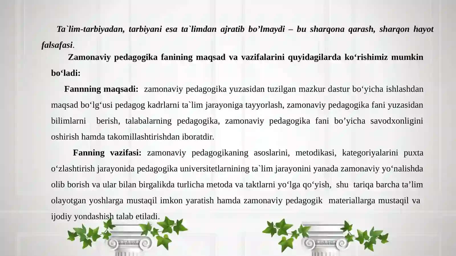 ZAMONAVIY PEDAGOGIKANING RIVOJLANISH BO'SQICHLARI 2