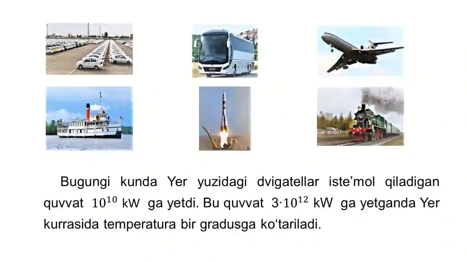 Issiqlik mashinalari va tabiatni muhofaza qilish. 9-sinf fizika fanidan dars ishlanma 2