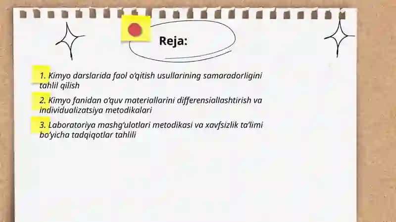 Kimyo o‘qitish metodikasi va nazariyasi bo‘yicha ilmiy-pedagogik tadqiqotlar tahlili 2