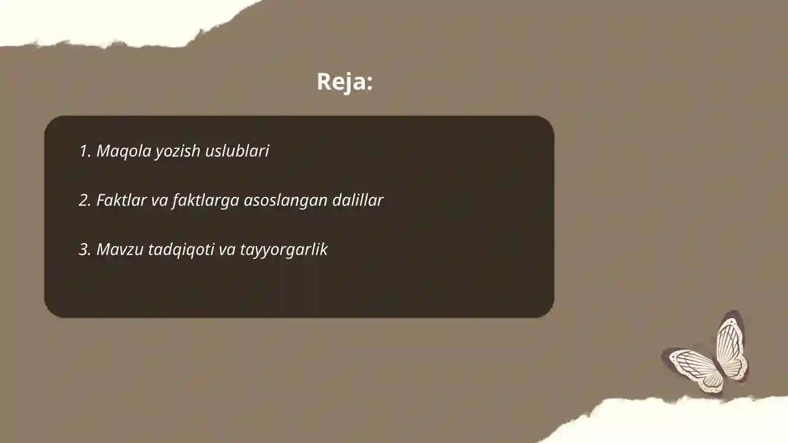 Mavzu tadqiqoti va tayyorgarlik 2