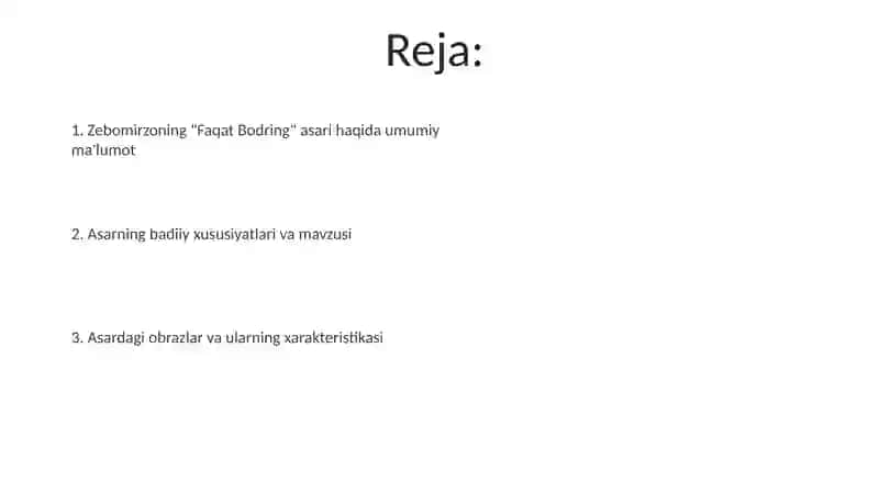 Zebomirzoning "Faqat Bodring" 2