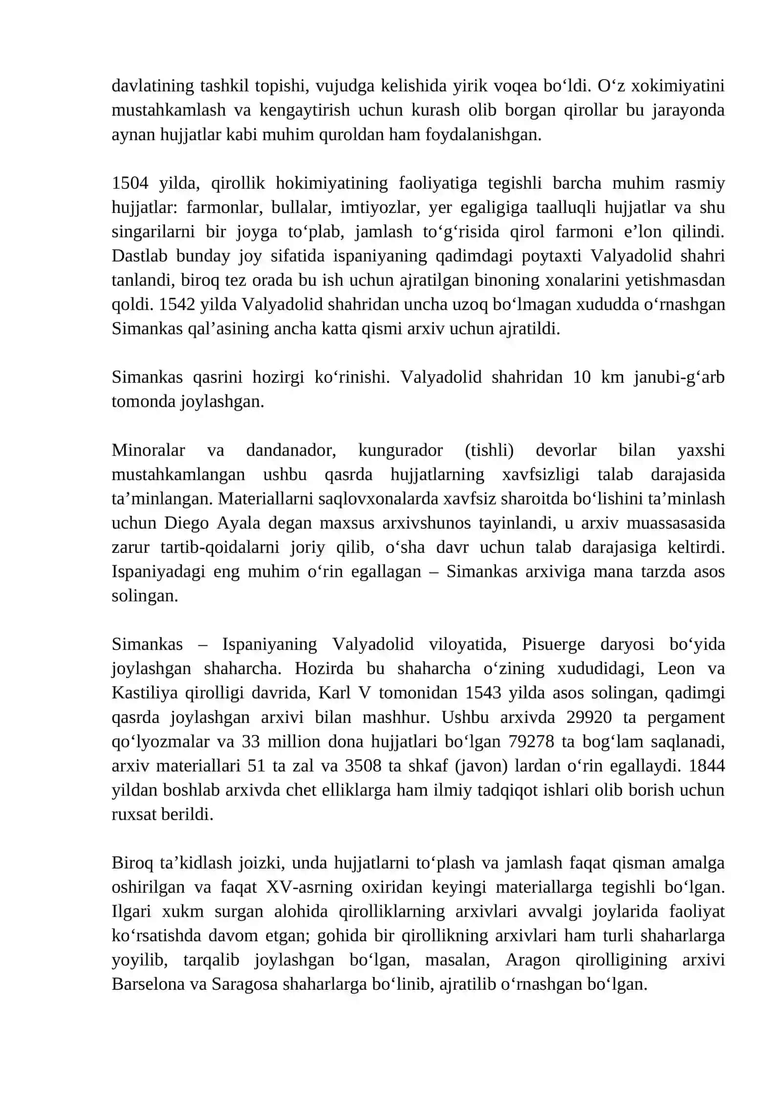 Yangi davrda Ispaniyada arxiv ishi 2
