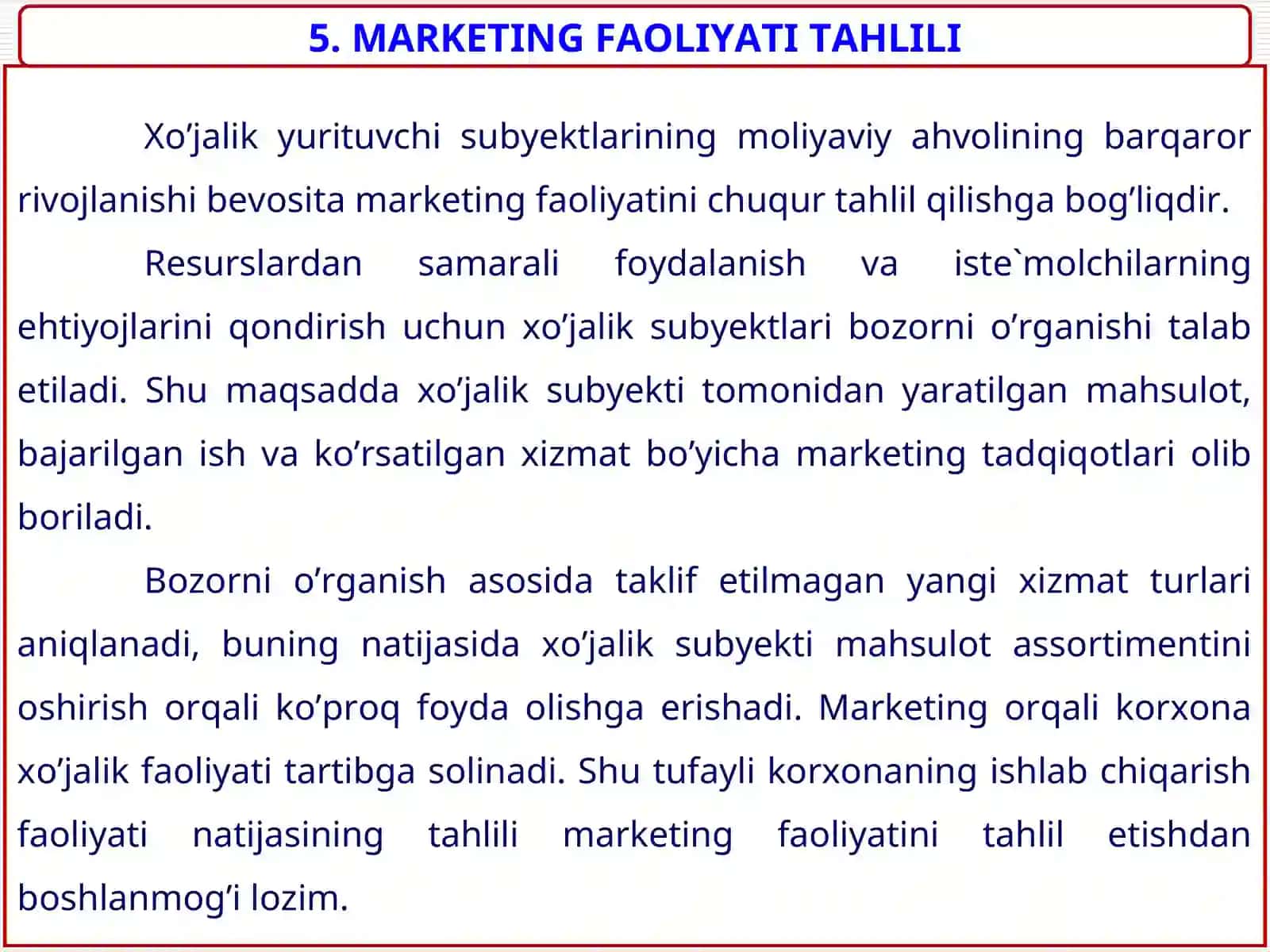 Marketing faoliyati tahlili 2