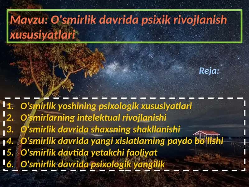 O’smirlik davrida psixik rivojlanish xususiyatlari slaydi 2