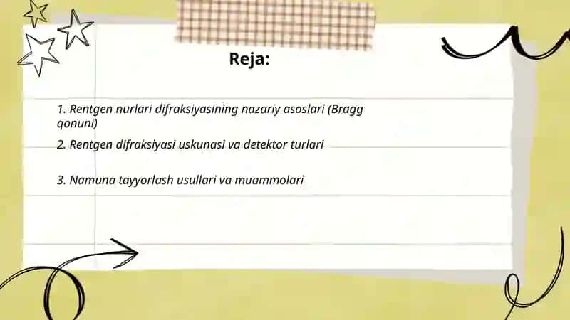Rentgen nurlari difraksiyasidan foydalanish 2