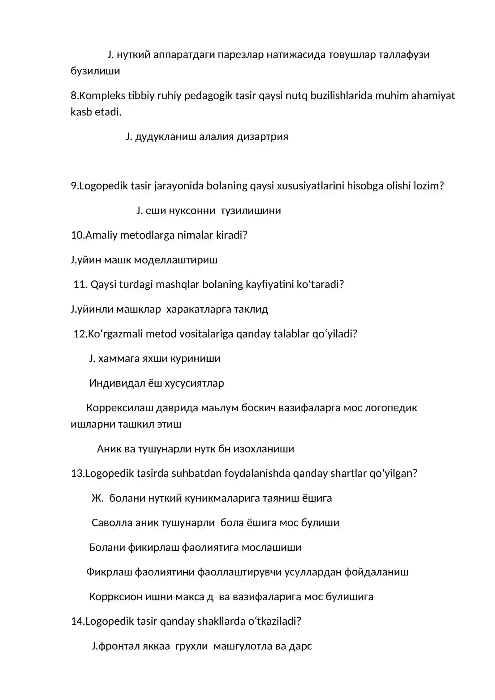 Logopediya attestatsiya savollari 2