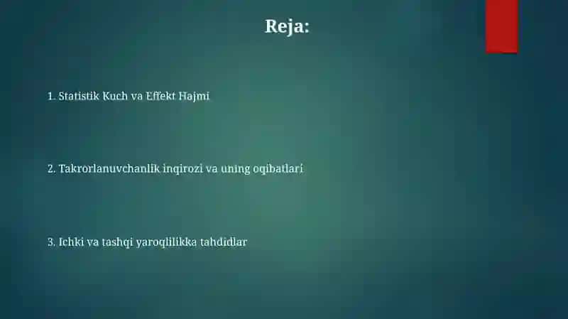 Eksperimental psixologiyada eksperimentning asosliligi 2