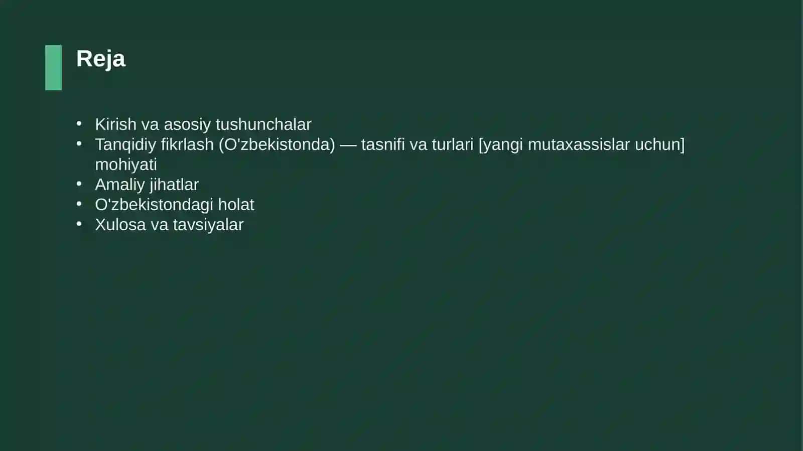 Tanqidiy fikrlash (O'zbekistonda) — tasnifi va turlari [yangi mutaxassislar uchun] 2