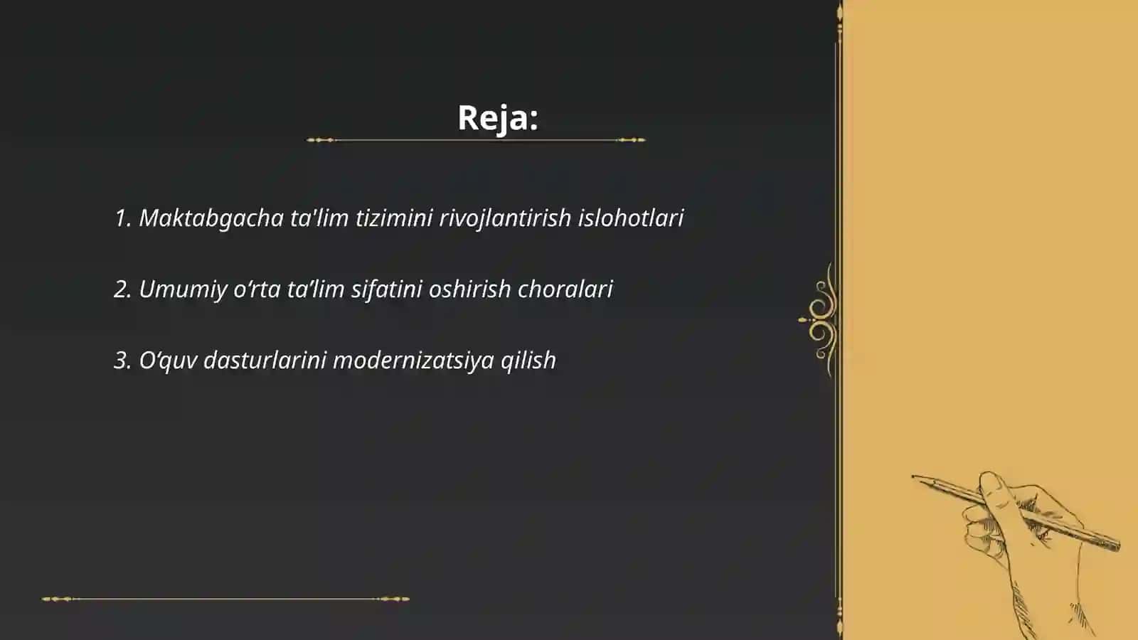 O'zbekiston Respublikasini ta'lim sohasida amalga oshirilgan islohatlar 2