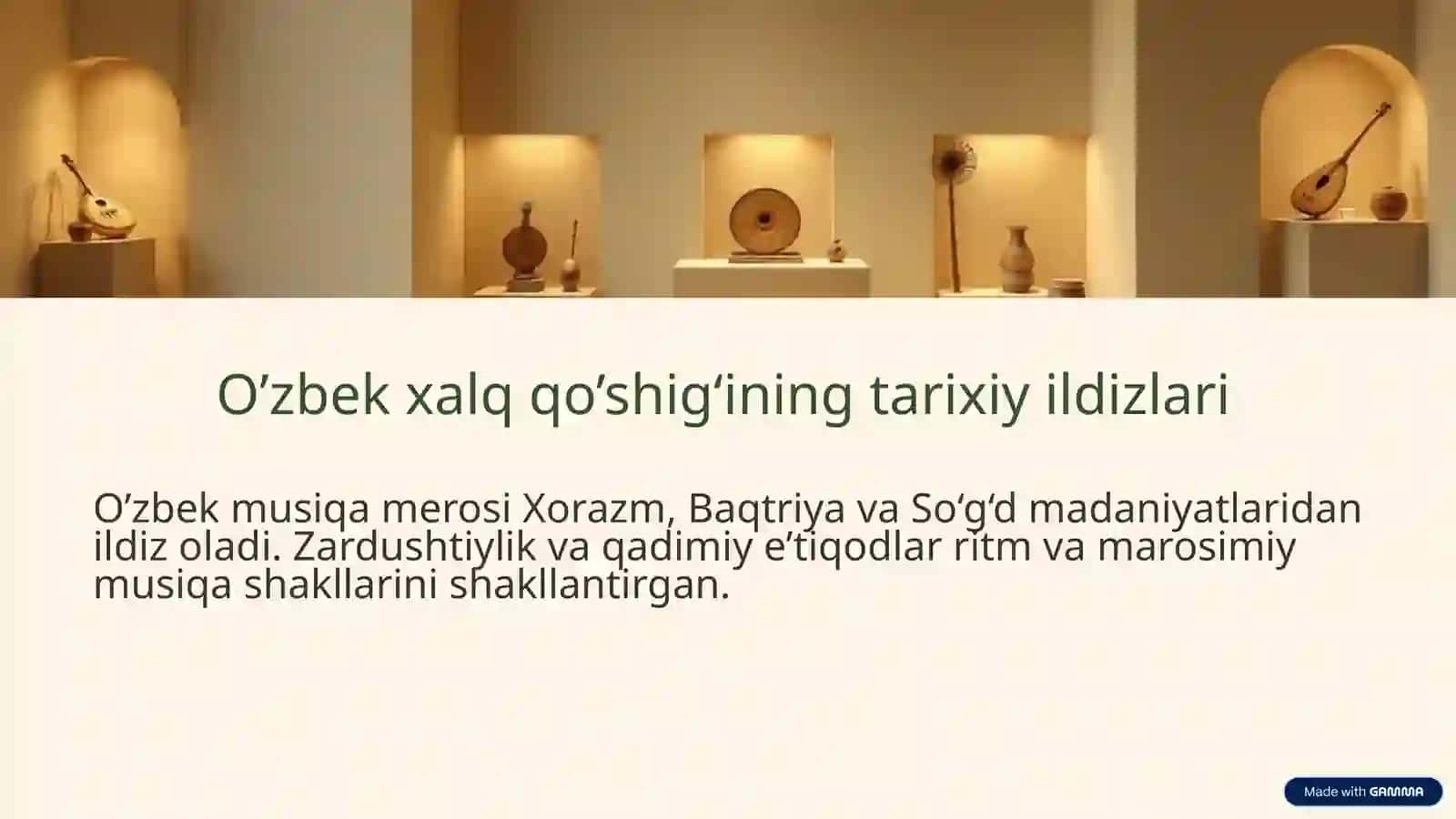 O’zbek xalq qo’shiqlari xususiyatlari va turlari. Marosim folklori 2