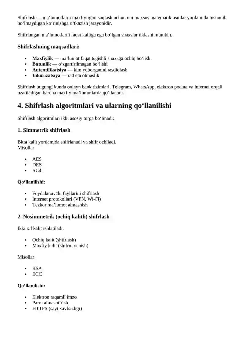 Informatika va axborot texnologiyalari fanidan Konsultatsiya uchun tayyor ish qulay holda 2