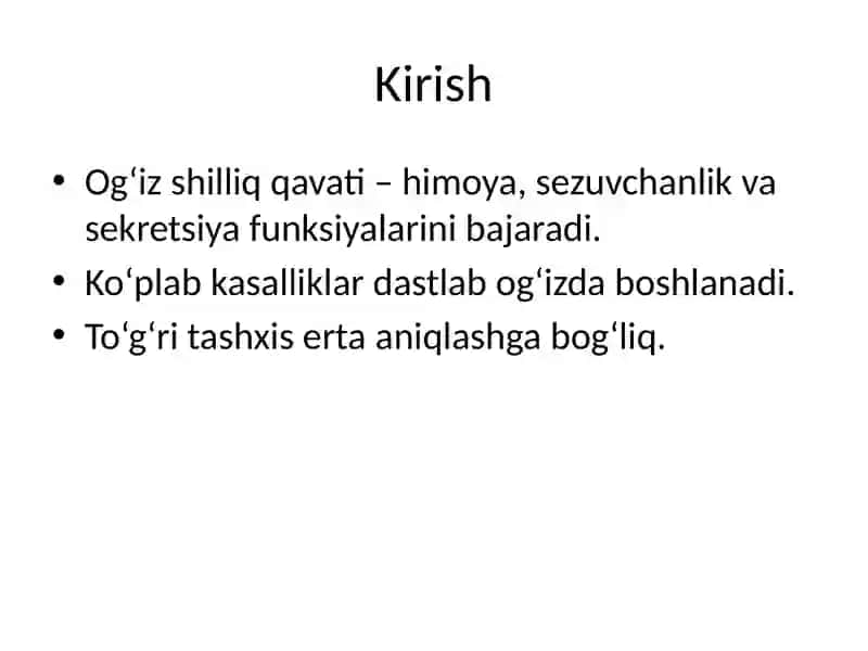 Og‘iz bo‘shlig‘i shilliq qavati kasalliklarini tekshirish usullari 2