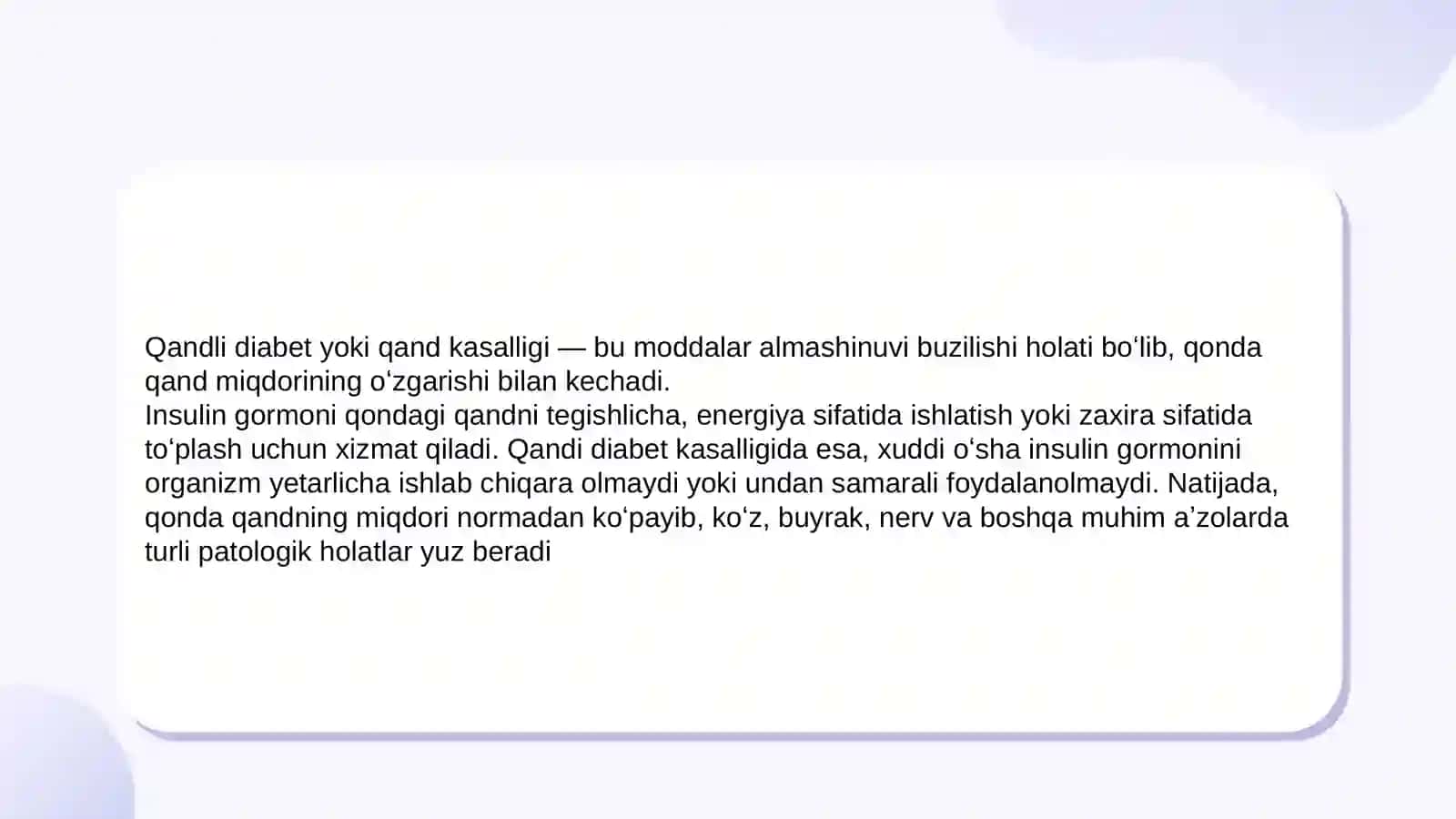 Qandli diabet yoki qand kasalligi 2