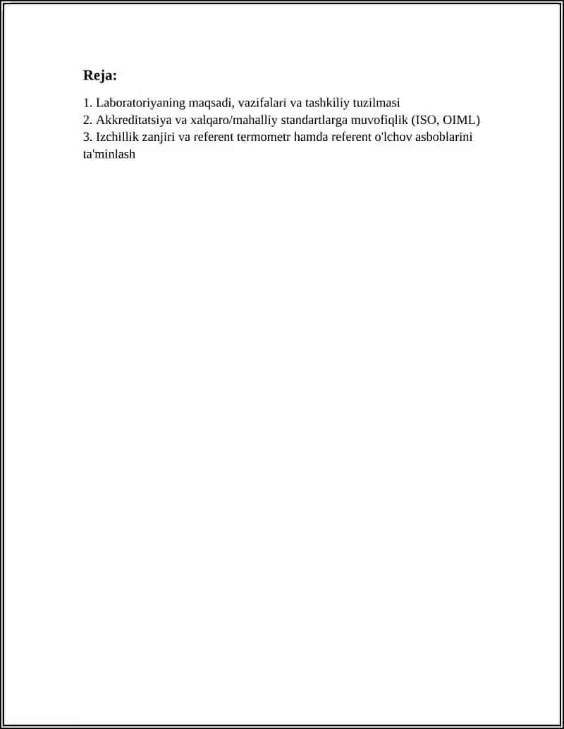 ISIQLIK OLCHASH VOSITALARINI QIYOSLASH LABORATORIYASI 2