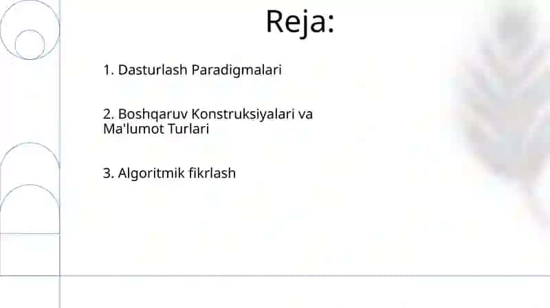 Algoritmlashtirish va dasturlash asoslari 2