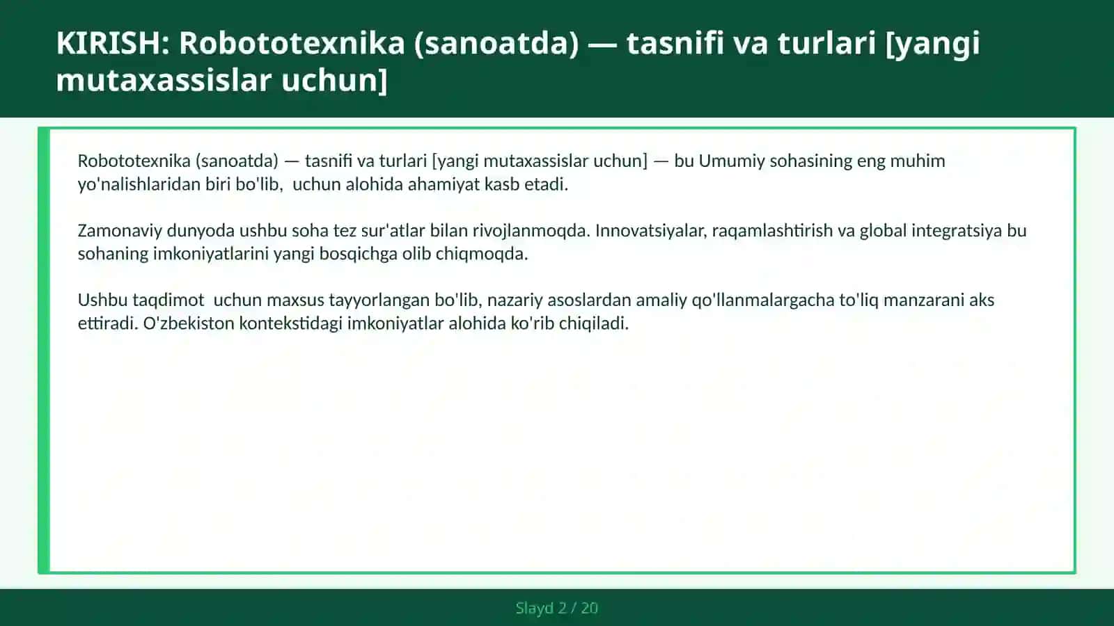 Robototexnika (sanoatda) — tasnifi va turlari [yangi mutaxassislar uchun] 2