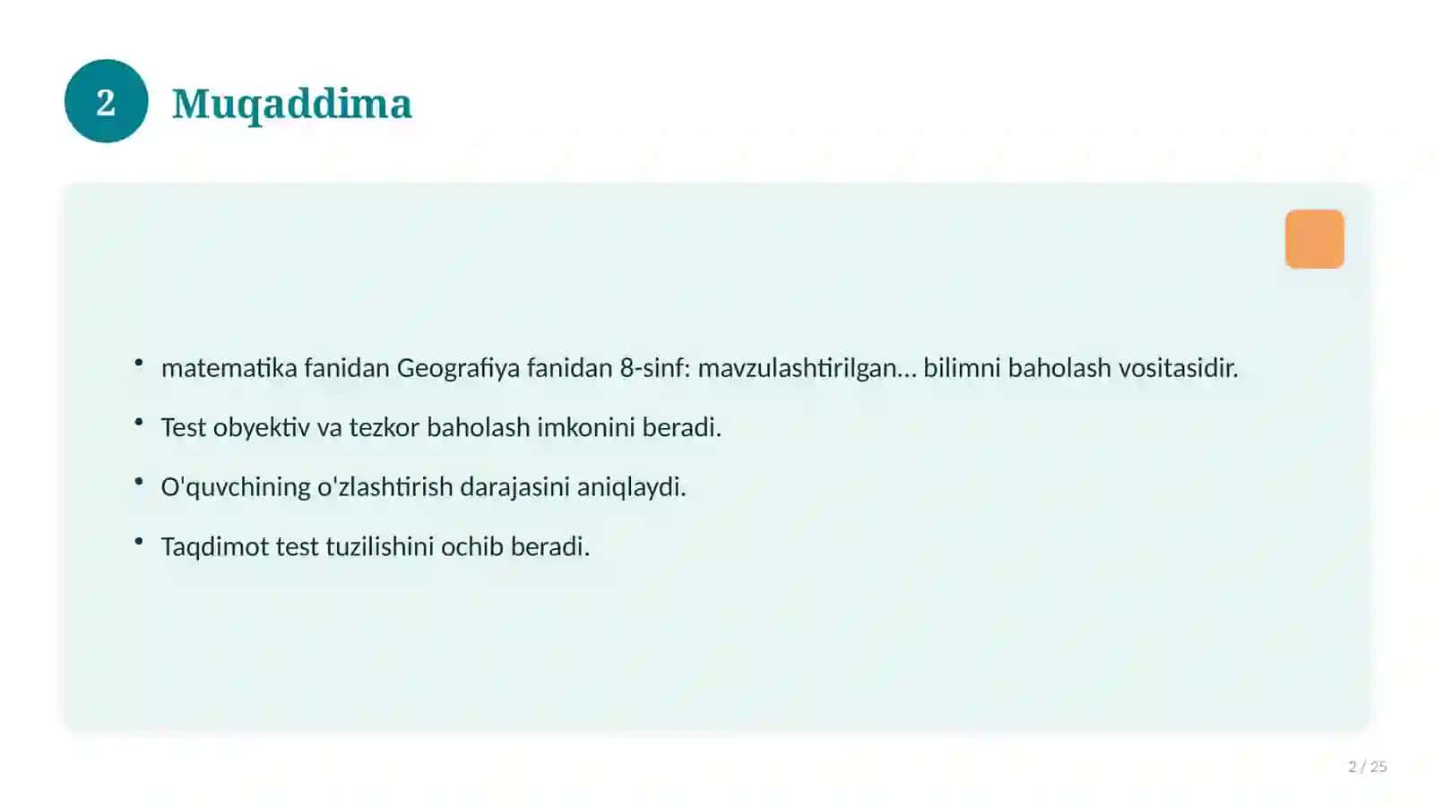 Geografiya fanidan 8-sinf: mavzulashtirilgan nazorat ishi va tahlil 2