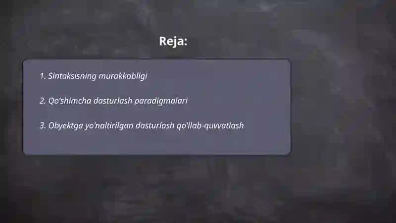 C++dasturlash tilining boshqa tillardan farqli xususiyatlari 2