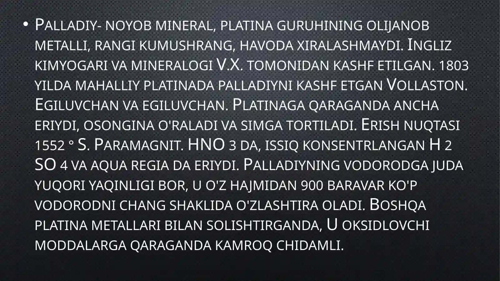 Palladiy birikmalar va ishlash sohalari 2