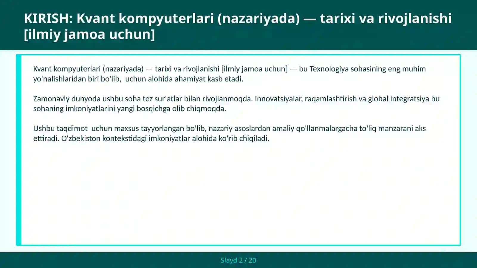 Kvant kompyuterlari (nazariyada) — tarixi va rivojlanishi [ilmiy jamoa uchun] 2